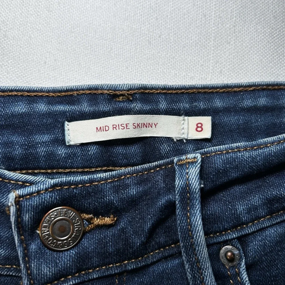 Levi Strauss Skinny Stretch Jeans‎ Womens 8 Blue Denim Mid Rise Zip Fly